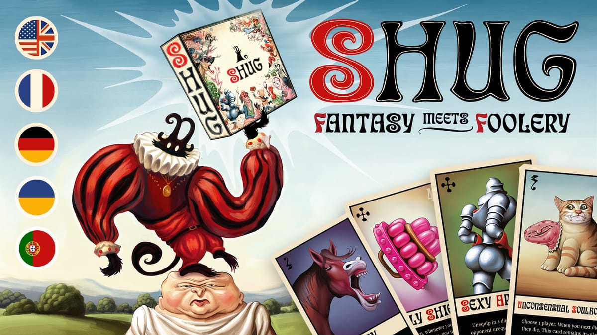 Key-Art der Kickstarter-Kampagne zum Brettspiel SHUG von Wandering Games