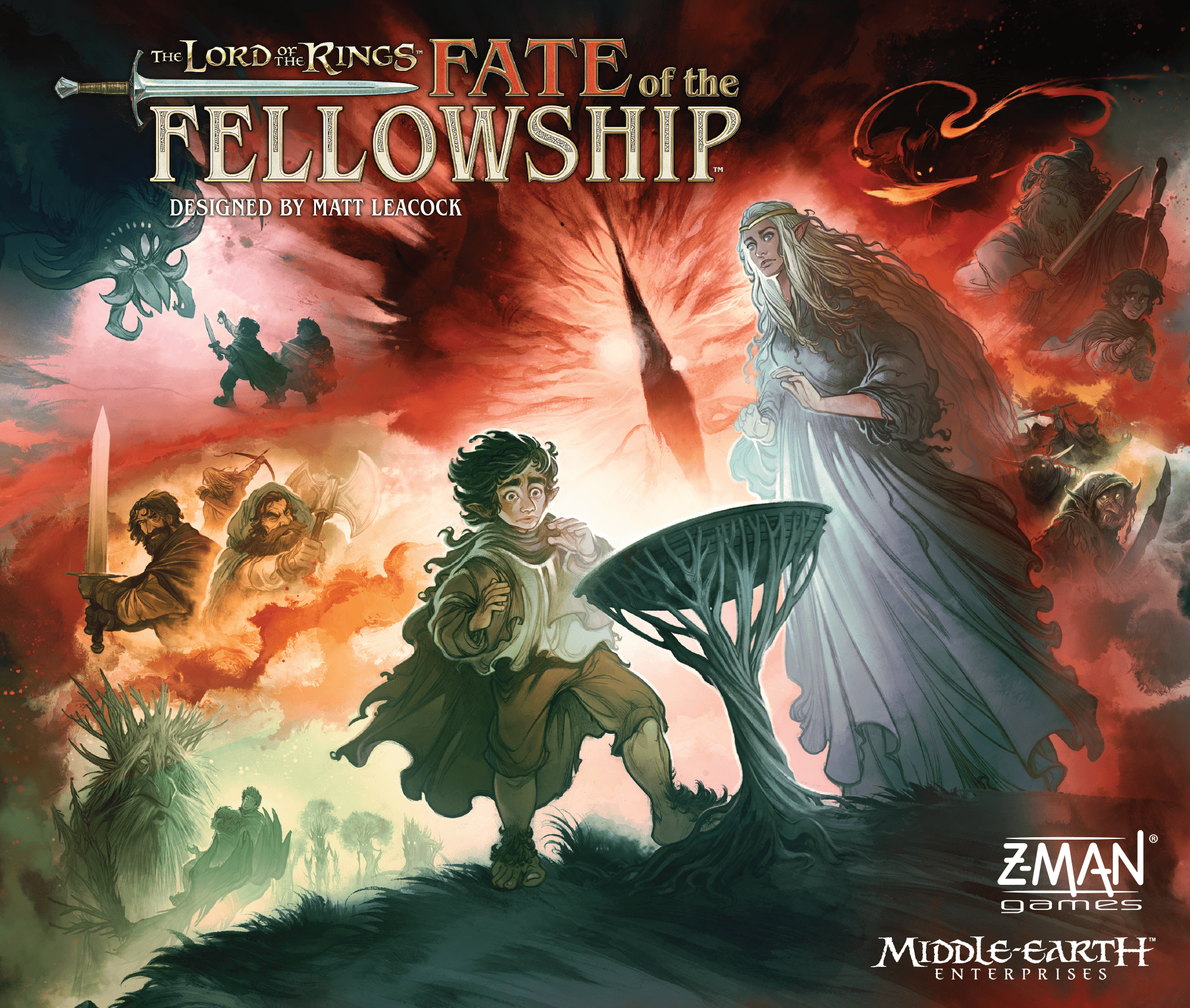Cover-Artwork von Der Herr der Ringe: Das Schicksal der Gemeinschaft mit den Gefährten auf einer Karte Mittelerdes