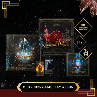 Crimson Conspirator Pledge mit Grundspiel und Crimson-Protocol-Erweiterung