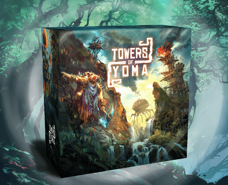 Spielschachtel von Towers of Yoma vor hellem Hintergrund