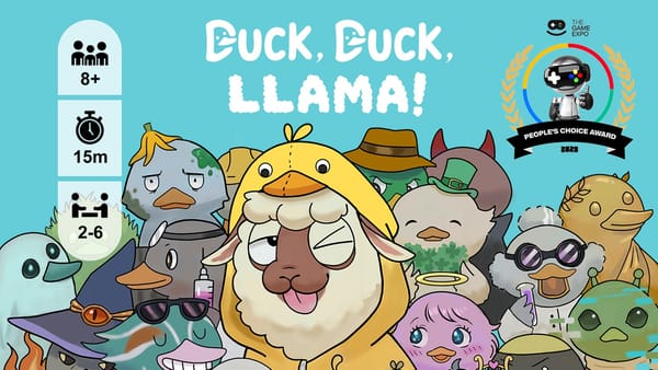 Offizielles Kampagnenbild von Duck, Duck, Llama! auf Kickstarter (Bizarre Studios)