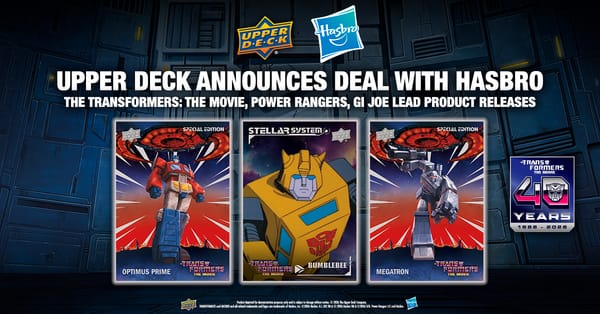 Ankündigungsgrafik zum Lizenzabkommen zwischen Upper Deck und Hasbro