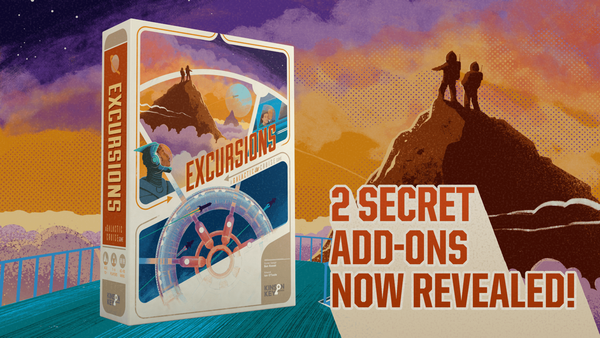 Kampagnen-Key-Art von Excursions: A Galactic Cruise Game mit Spielschachtel