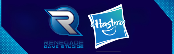 Ankündigungsgrafik zur Vertragsverlängerung zwischen Renegade Game Studios und Hasbro mit Logos der betroffenen Marken